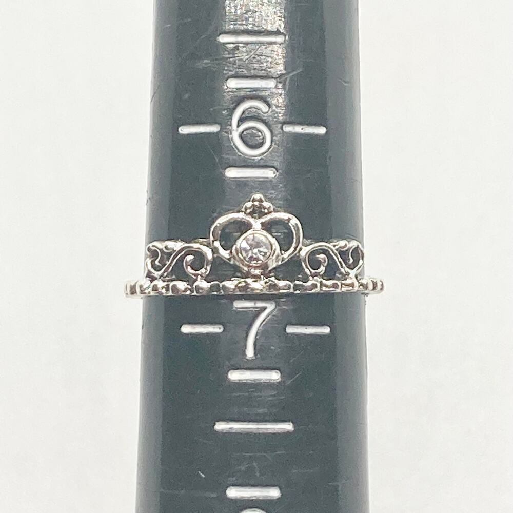 Size 6.75 Silver Tone Princess Crown Ring - Picture 7 of 8